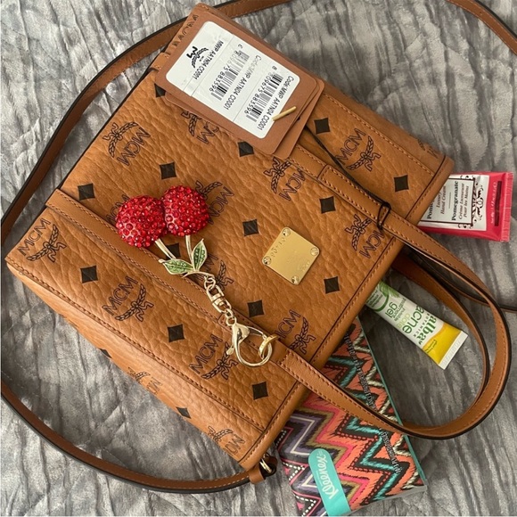 MCM Handbags - 🍒 MCM Toni Mini Visetos Shopper Tote Cognac NWT